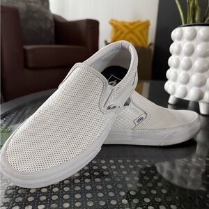 Vans Women’s (or men’s) Perforated White Slip-On Sneakers